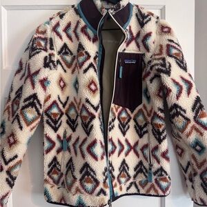 Patagonia XS Fleece Jacket with Purple and Blue Logo Trim